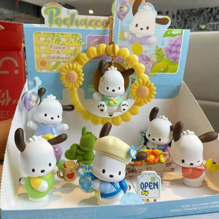 High-Quality Version Sanrio Cartoon Pochacco Flower And Teenager Series Trendy Toy Blind Box Cute Girl Gift Car Ornament Toys