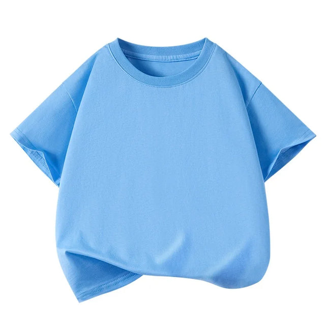 1pcs Summer Pure Cotton Boys Girl Solid Color Tees Fashion Top Childrens Short Sleeve Clothes T-shirts Child Loose Casual Tshirt