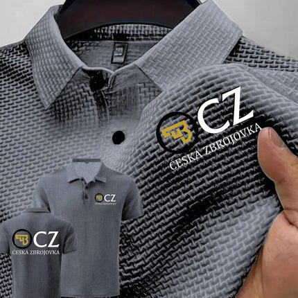 Summer New Men POLO Shirts T-Shirt CZ Ceska Zbrojovka Firearms High End Ice Silk Mesh Men's Short-Sleeved Tops Shirt Collar