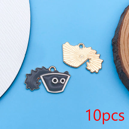 10pcs/Lot Music Cartoon Cute Black Cat Charms Cartoon Enamel  Pendants For DIY Jewelry Making Handmade Decoration Accessories