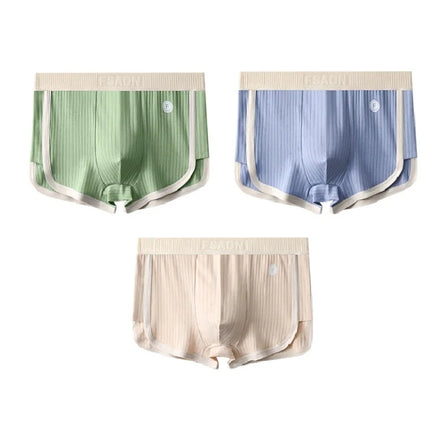 1/3PCS 100% Cotton Solid Striped Men's Boxer Sexy Breathable Mesh U Crotch Underwear High Elastic Widen Waistband Underpants