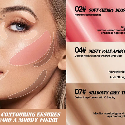 Liquid Highlighter+Blush+Contour Stick Set for Face & Body Silky Natural Glow Liquid Luminizer Matte Pink Shadow Face Makeup