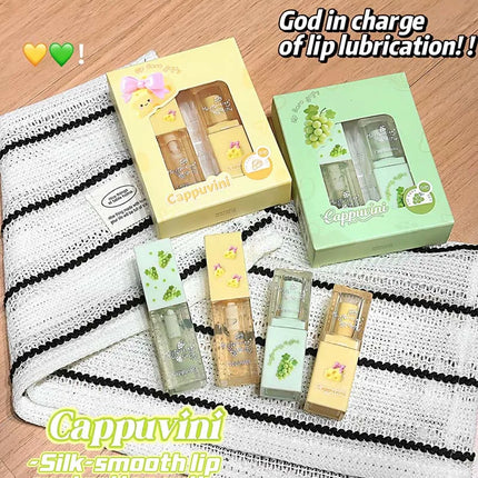 2Pcs Moisturizing Lip Balm & Lip Oil Set Deep Hydration Lip Care Kit Reduces Lip Lines Plumps Lips for Soft And Smooth Pout