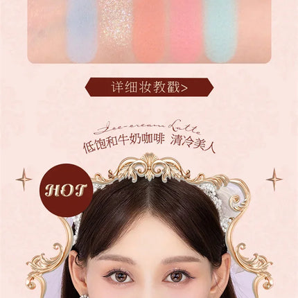 Flower Knows Strawberry Rococo Moonlight Mermaid Jewel Eyeshadow Palette 5 Colors Pearlescent Mashed Potatoes 2023