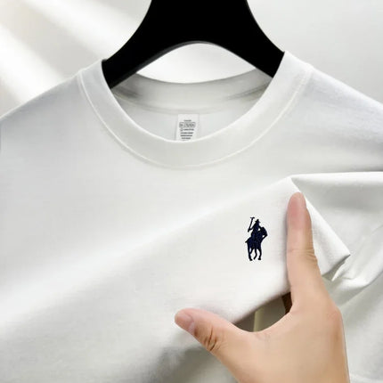 100% pure cotton short sleeve round neck men's T-shirt hot selling luxury brand summer exquisite pony embroidery breathable top