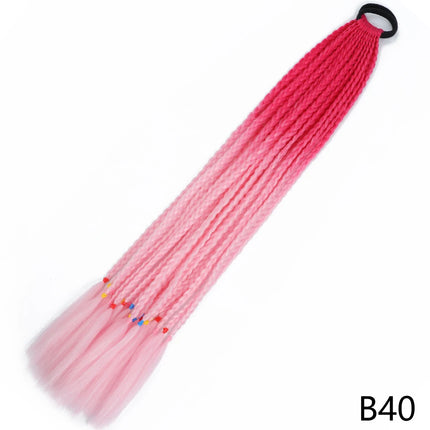 AZQUEEN Synthetic Gradient Color Dirty Braided Ponytail 60CM Elastic Rubber Band Braiding Pony Tail Hair Extensions For Girls
