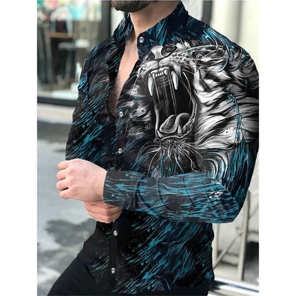 2024 Men's  Long Sleeve Shirt Casual All-match Fashion Street Men's Shirt Lapel Single-breasted Long Sleeve Top Men's Clothing