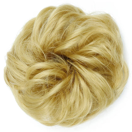 Azqueen Synthetic Messy Bun Chignon Donut Gary Brown Color Hair Bun Pad Elastic Hair Rope Rubber Band Hair Extensions