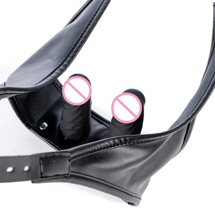 2026 New Upgrade Leather Strapon Harness Panties Strap On Silicone Double Dildo Anal Butt Plug For Women Lesbian Masturbation