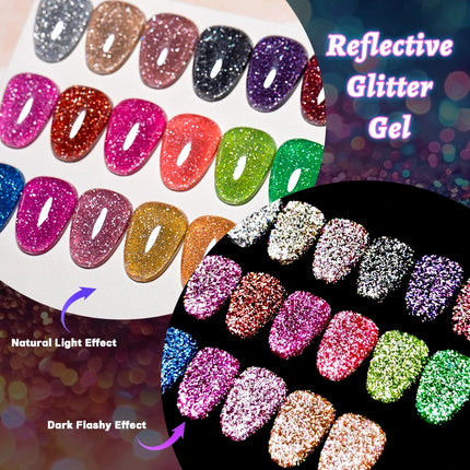 7Ml Reflective GlitterGel Nail Polish Bright Sparkling Silver Color Semi-permanent Soak Off Nail Art UV Varnish Nail Supplies