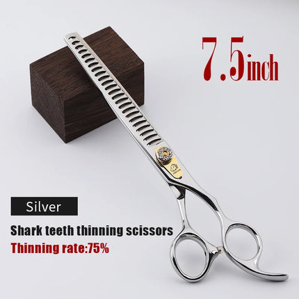 FIRELION 7.0/7.5 Inch 440c Steel Professional Dog Cutting Thinning Curved Scissors Animals Pet Grooming Scissors for Dogs