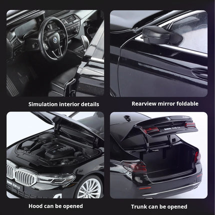 Officially authorized BMW 530 24 Scale Diecast car Model Toy with Sound &Light Pull Back Boys Gift collectible ornaments