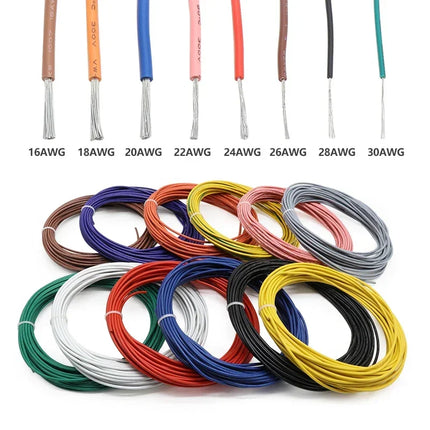 2/5m UL1007 Electronic Wires AWG 30 28 26 24 22 20 18 16 DIY LED Lamp Lighting Wire Line 300V PVC Insulated Tinned Copper Cable