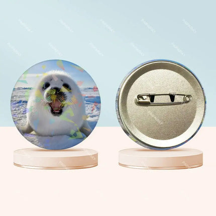 Cute Seal Sea Laser Button Pins Backpack Clothing Decor Brooch Fiction Badge Jewelry Gifts
