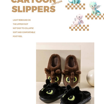 Winter Cute How To Train Your Dragon Toothless Slippers  Include Heel Furry Couple Anti-slip Keep Warm Good Looks Shoes Gift