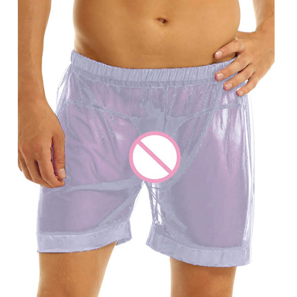Men's Lingerie Mesh Sheer Loose Fit Boxer Shorts Male Underwear Transparent Underwear Swimming Trunks Summer Thin Beachwear