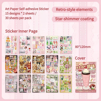 Cartoon Mini Sticker Book Tiny Pet Food Stickers Book Children Girls Nail Sticker Decor DIY Notebook Scrapbook Planner Decals