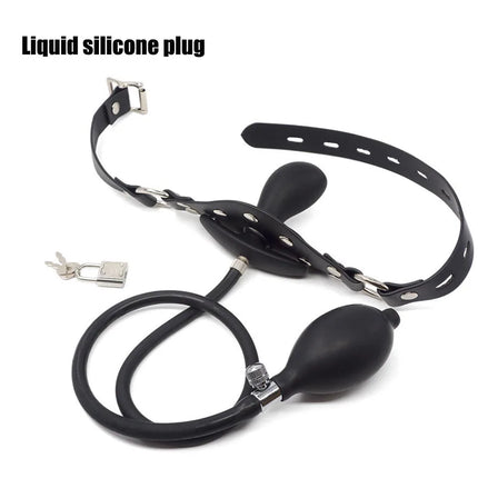 BDSM Inflatable Gag with Removable Pump,Silicone Tongue Depressor Mouth Gag Ball Slave,Bondage,Sex Toys for Couples,Adult Games
