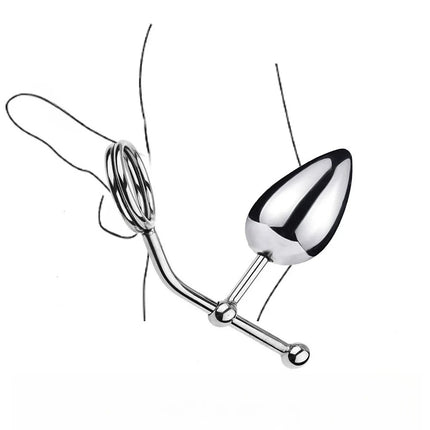 Removable Anal Butt Plug with Adjustable Penis Ring Metal Sexy Detachable Anal Plug Steel Single Double Ball Adult Toys for Men