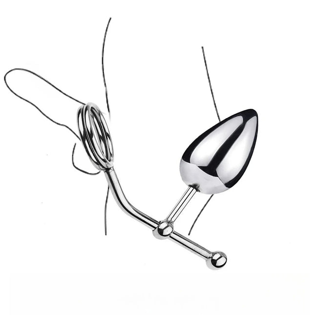 Removable Anal Butt Plug with Adjustable Penis Ring Metal Sexy Detachable Anal Plug Steel Single Double Ball Adult Toys for Men