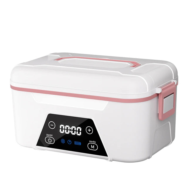 1.5L Portable Stainless Steel Electric Lunch Box Rechargeable Cordless Self-Heating Wireless Design for Car Picnics Outdoor
