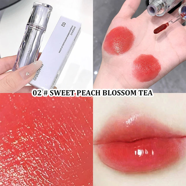 Mirror water gloss lip dew low saturation glass lip plump lip glaze moisturizing hydrating white lipstick