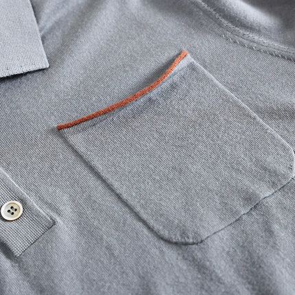 Spring and Summer New Polo Collar 100% Fine Wool Short Sleeve Men's Business Casual T-Shirt with Turn-down Collar and Pocket