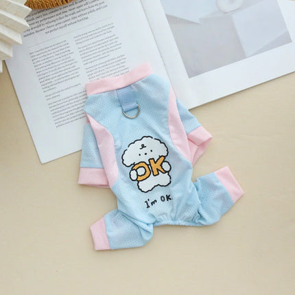Pet Cool Breathable Cool Clothes Cat and Dog Ice Silk Cooling Four Leg Clothes Strap Traction Rope Buckle Outdoor Dog Clothes