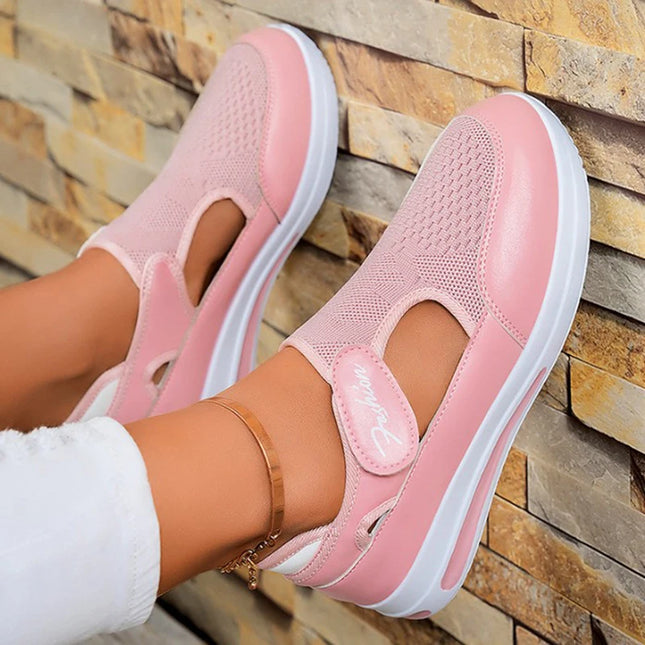Designer Women Sneakers Wedge Tennis Shoes Red Blue Canvas Women Casual Shoes Ladies Platform Vulcanized Shoe Hollow Out Shoes