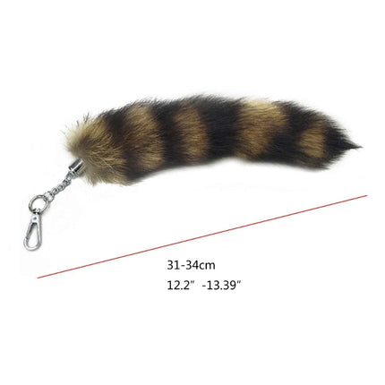 31BB Cute Fox-Racoon Tail Keychain Fur Pendant Key-Chain Bags Charm Keys-Holder Couple Keyrings for Backpack Car Decoration