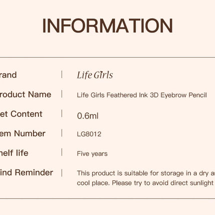 Life Girls Liquid Eyebrow Pen 0.01mm Ultra-Fine Smooth Waterproof Easy Application Natural 3D Eyebrows Makeup