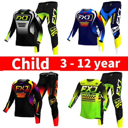 motocross child set Motorcycle jersey and pants kids clothing big boy girl Youth mx gear set Customized Number Nameracing suit