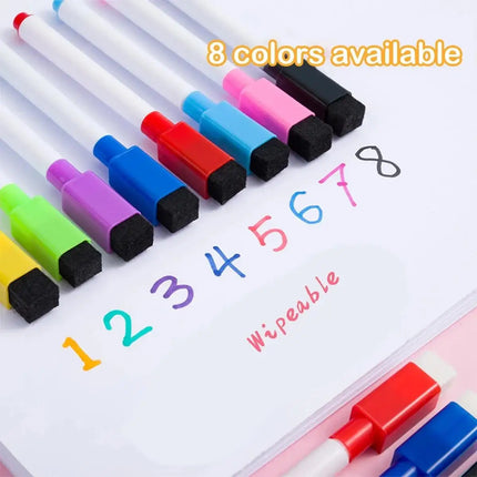 8Pcs Magnetic Erasable Whiteboard Pen Color Options Numbering White Board Marker Pen Stationery Office School Teaching Supplies