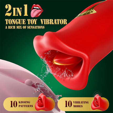 Electric Tongue Sucking Vibrator Automatic Masturbator Red Lips Massager Rechargeable Sex Toy Clitoral Vibrator for Women