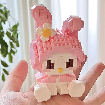 Sanrio Anime Hello Kitty My Melody Cute Building Blocks Doll Toy Pochacco Cinnamoroll Pompompurin Kuromi Girls Brithday Gift