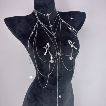 2026 Body Chain with Nipple Clamps Collar All-in-One BDSM Training Set Paired with Waist Chain Unisex Sexy Accessories Sex Toys