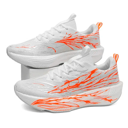New Couple Sports Shoes Heartbeat Popcorn Carbon Plate Soft Sole Running Shoes for Men Women Fashion Casual Student Sneakers