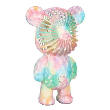 Graffiti Bear Electric Fan USB Rechargeable Desktop Fan Electroplating Gradient 3-speed for Camping Outdoor Travel