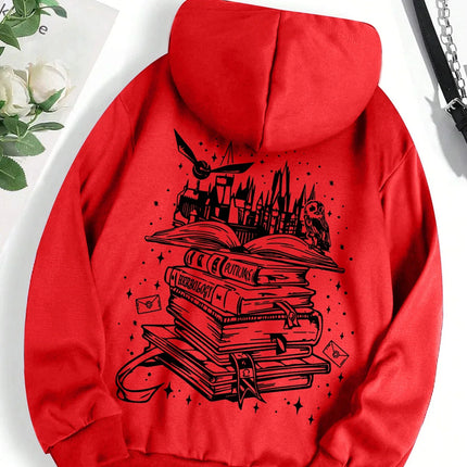 A Funny  Book Printed Sweatshirt Women Harajuku Casual Loose Hooded Fashion Soft Comfortable Hoodies Autumn Warm Female Clothes