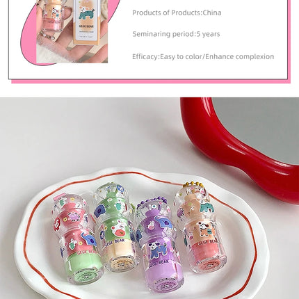 Gege Bear Fruit-Flavored Lip Balm Hydrating Cute Keychain Pendant Lipstick Long Lasting Moisturizing Reduce Lip Lines&Lip Base