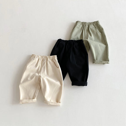 Solid-color casual long pants for boys and girls, baby and children's waisted casual long pants