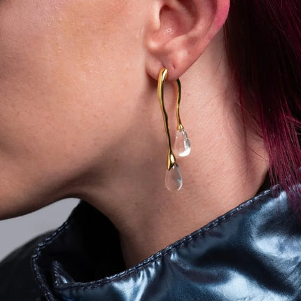 Fashion Jewelry 925 Silver Needle Resin Teardrop 2024 Trend New Back Front Dangle Earrings Hot Selling For Women Gift