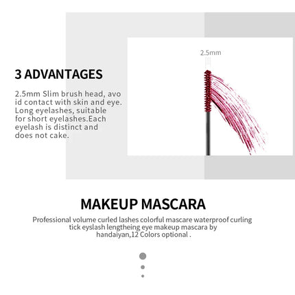 12 Color Mascara Waterproof Fast Dry Eyelashes Curls Extension Festival Make-Up Eyelashes Blue Red Purple Black White Mascara
