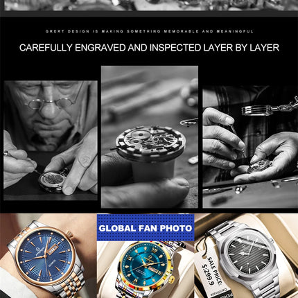 PAAZOMU Luxury Watches For Men Stainless Steel Waterproof Luminous Man Watch Date Week Fashion Casual Men's Quartz Watch Reloj