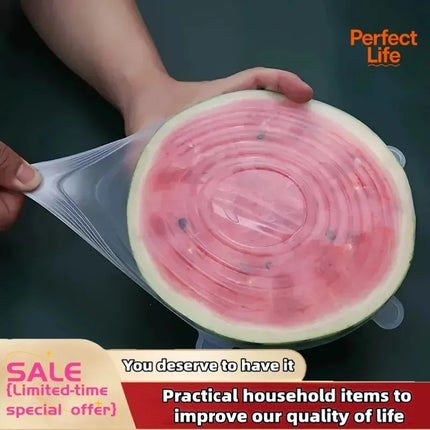 6pcs silicone lid Reusable Silicone Stretch Lids For Food Bowls - Multifunctional Fruit And Vegetable Fresh-Keeping Cover