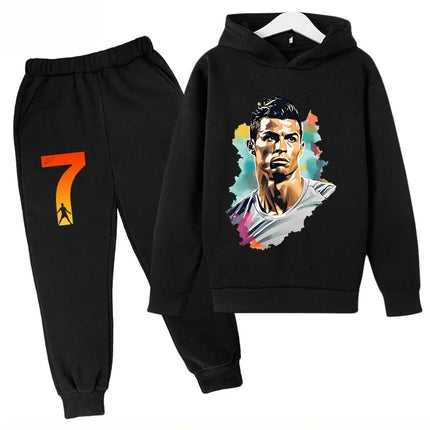 Spring Autumn Cr7 Ronaldo 3-12Y Children's Set Hoodie+Pants Suit 2-piece Set Boys Girls Casual Kids Tracksuits