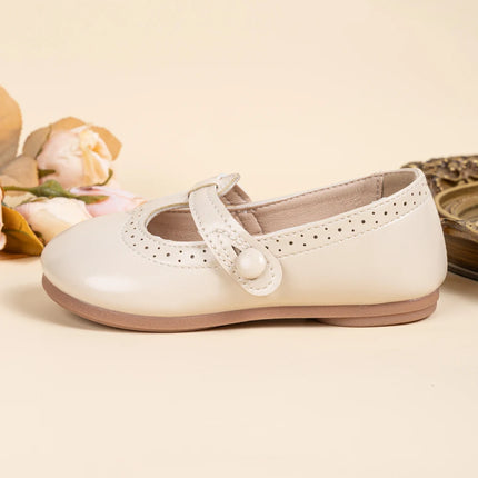 Toddler Little Kid Girls Mary Jane Flats Comfortable Perforated Leather Strap Casual Dress Shoes Versatile Party School Shoes