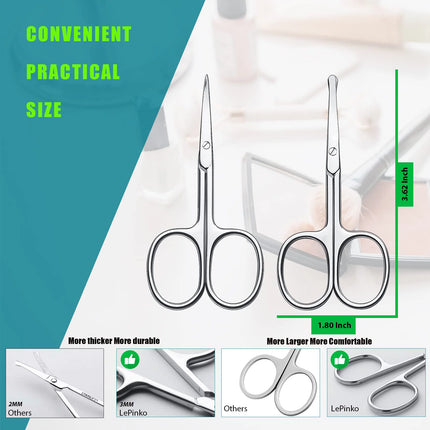 Facial Hair Small Grooming Scissors For Men Women - Eyebrow, Nose Hair, Mustache, Beard, Eyelashes, Rounded Safety Tip Clippers