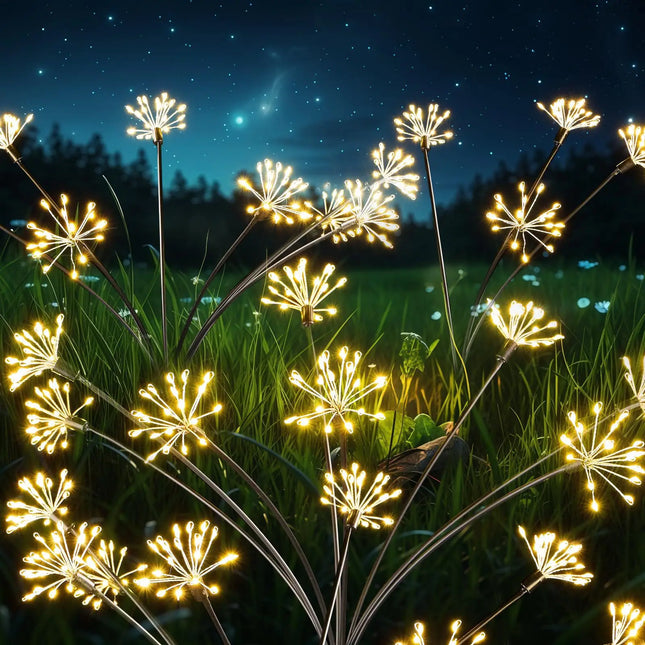 Solar LED Firework Lights Outdoor Dandelion Lamp Waterproof Swaying Starburst Light for Yard Patio Garden Christmas Decor 1-4PCS