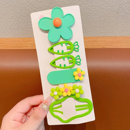 Girls Colorful Flower Hairpin Children's Carrot Hair Clips Side Hairpin Girls Bangs Clip Baby Headwear For Kids